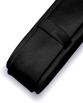 2.4" Solid Color Skinny Tie and Pocket Square with Tie Clip Sets for Men (6Cm)